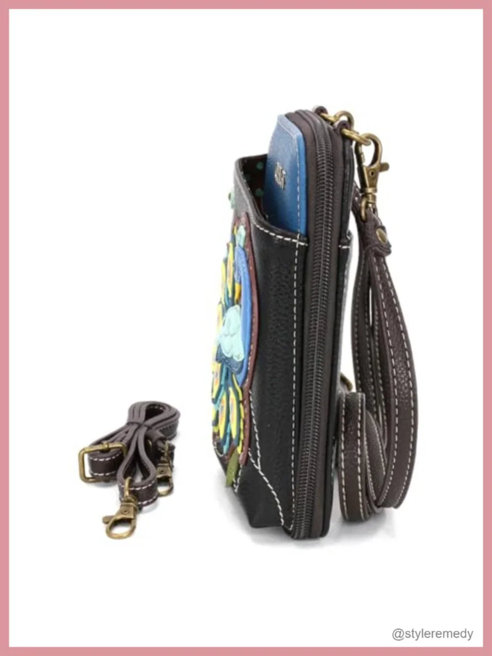 Faux Leather Multicolor Crossbody Phone Purse with Adjustable Strap, Wallet